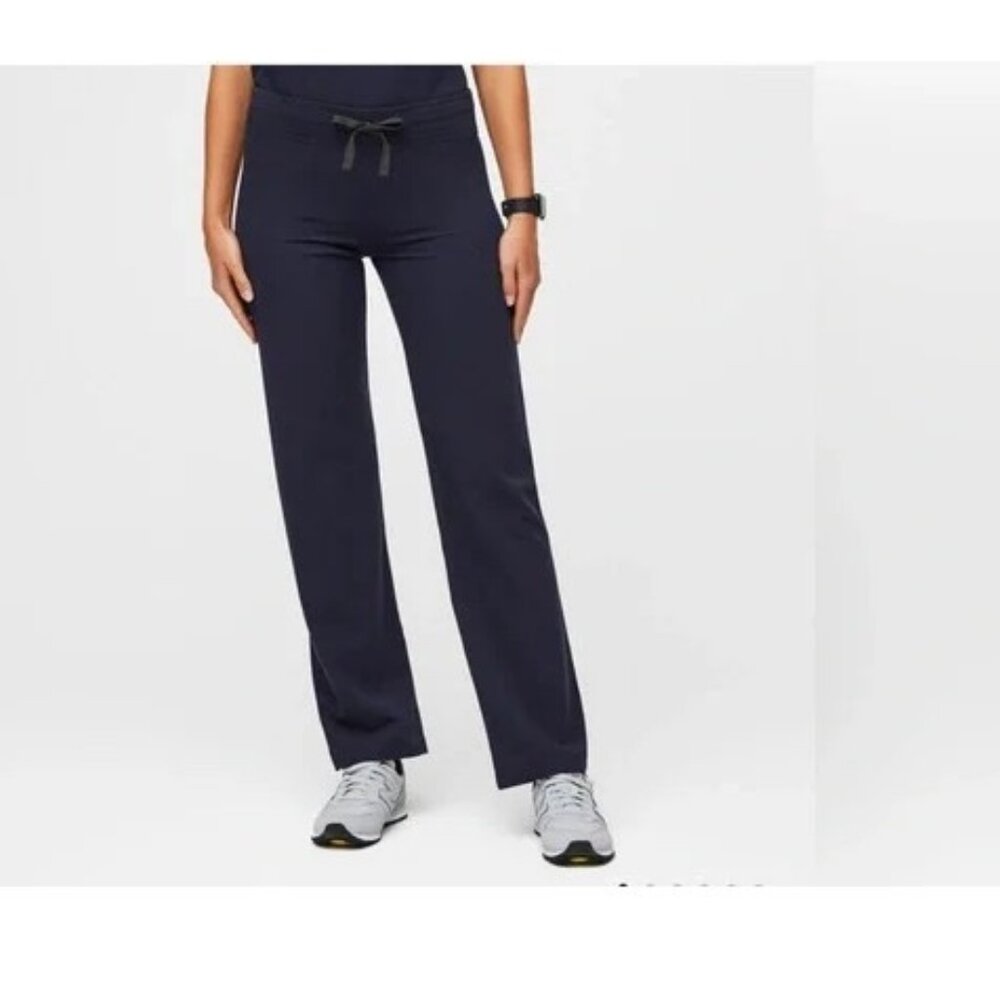 FIGS Women's Livingston Tall Scrub Pants T21003T, Sz M Tall, Blue, Drawstring